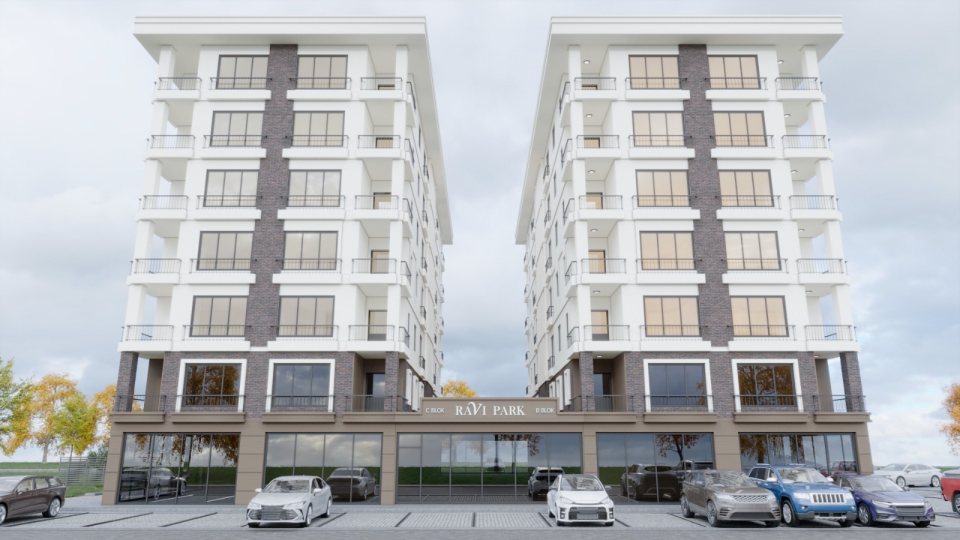 Ravi Park C ve B blok karşılıklı ön cephe ve ortak giriş tabelası